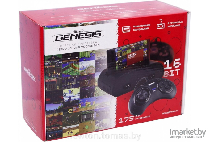 Игровая консоль Retro Genesis Modern Mini + 175 игр + 2 джойстика Black