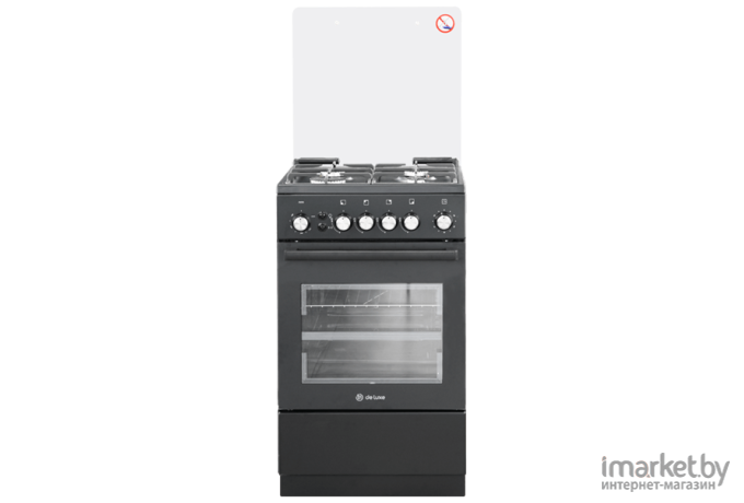 Кухонная плита De Luxe 5040.40г (кр) ЧР-015 черный/стеклянная крышка