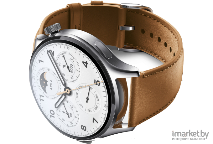 Смарт-часы Xiaomi Watch S1 Pro M2135W1 Silver + Brown Leather Strap (BHR6417GL)