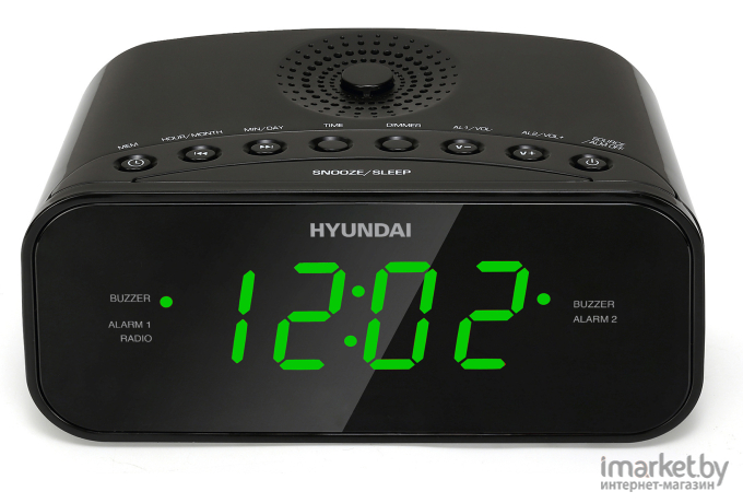 Радиобудильник Hyundai H-RCL221 черный/зеленый