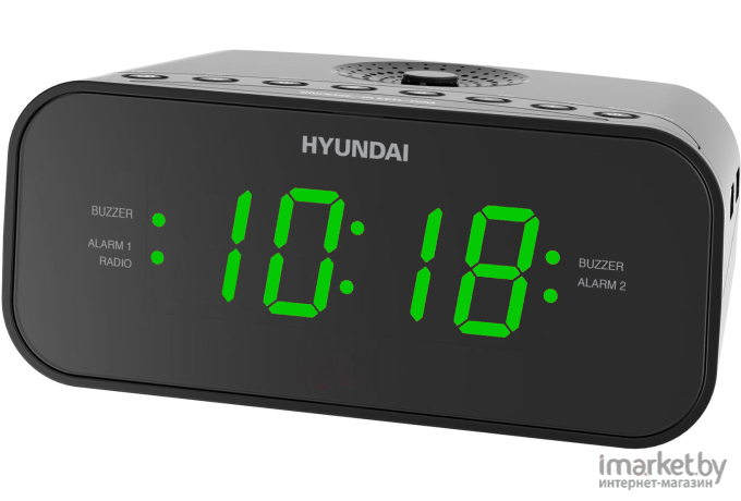 Радиобудильник Hyundai H-RCL221 черный/зеленый