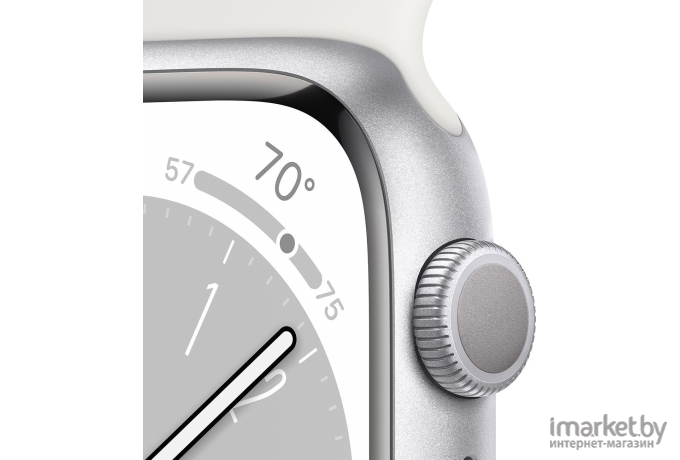 Смарт-часы Apple Watch Series 8 45мм А2771 M/L серебристый/белый (MP6Q3LL/A)