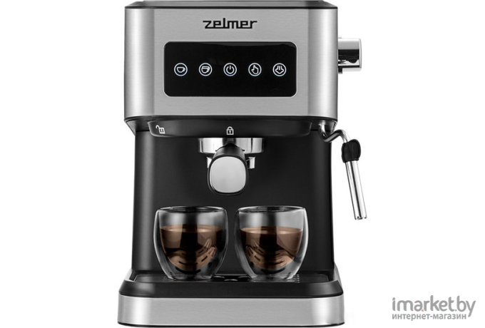Рожковая кофеварка Zelmer ZCM6255 (нержавеющая сталь/черный)