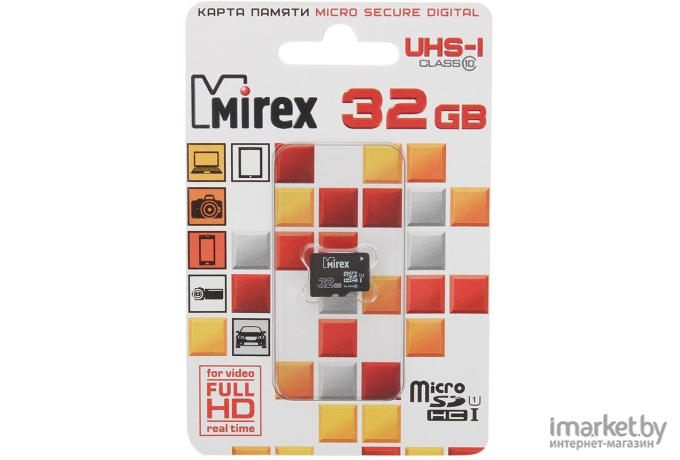 Карта памяти Mirex microSDHC UHS-I (Class 10) 32GB [13612-MCSUHS32]