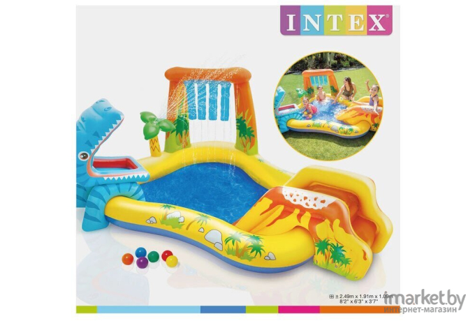 Надувной бассейн Intex Dinosaur Play Center 57444 249x191x109